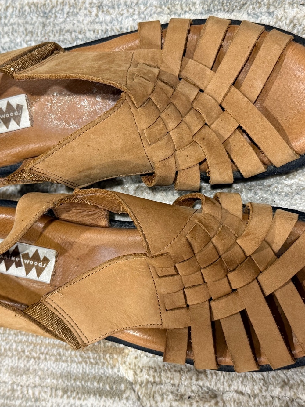 Maine Woods Brown Woven Leather Women's Sandals